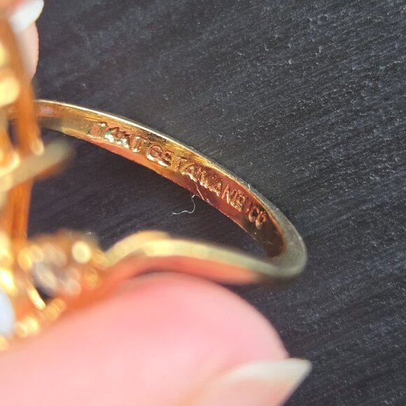 FREE SHIPPING Vintage 14k gold Real Diamonds 💎 ring bundle set of 2 - Picture 9 of 10